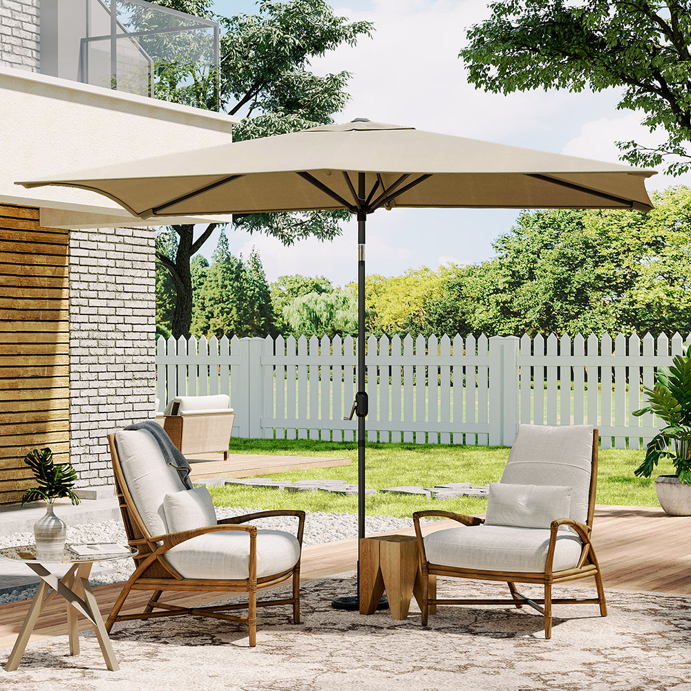 Khaki Garden Tilt Market Rectangular Parasol Umbrella